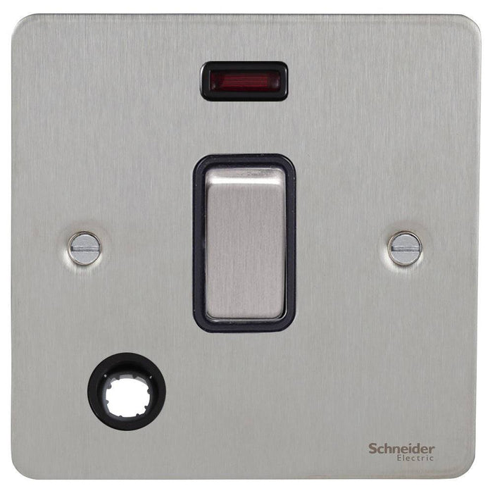 Schneider Ultimate Flat Plate Stainless Steel 20A Double Pole Switch Flex & Neon GU2214BSS