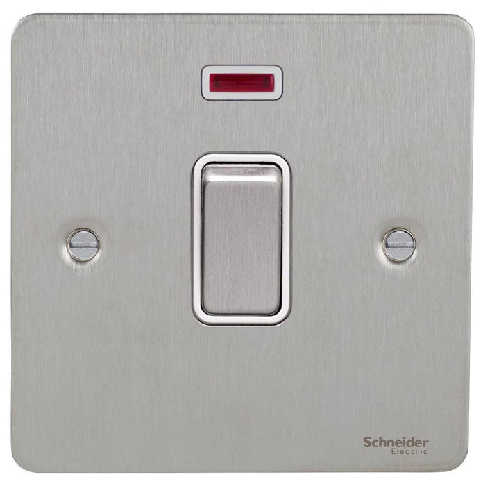 Schneider Ultimate Flat Plate Stainless Steel 20A Double Pole Switch Neon GU2211WSS