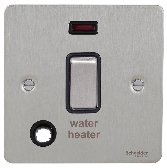 Schneider Ultimate Flat Plate Stainless Steel 20A DP Switch Neon, Flex  & Water Heater GU2214WHBSS