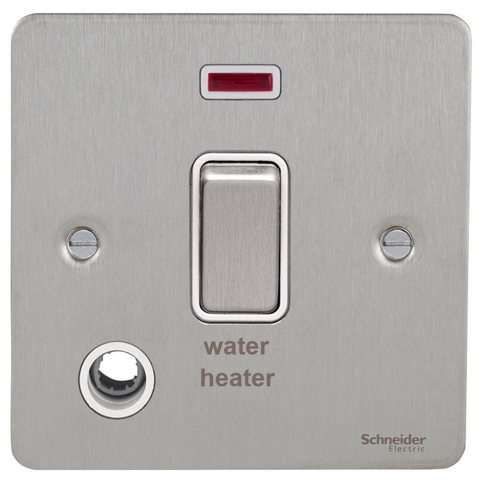 Schneider Ultimate Flat Plate Stainless Steel 20A DP Switch Neon, Flex  & Water Heater GU2214WHWSS