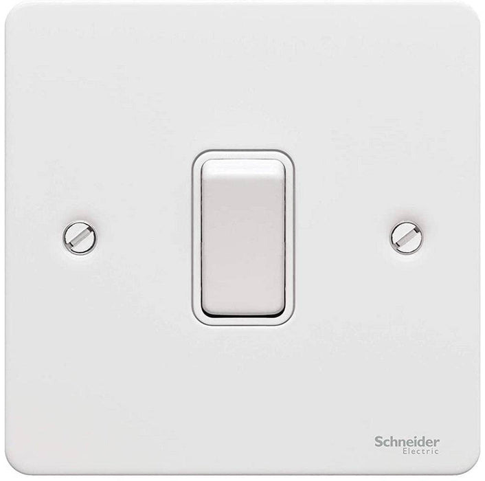 Schneider Ultimate Flat Plate White Metal 20A Double Pole Switch GU2210WPW