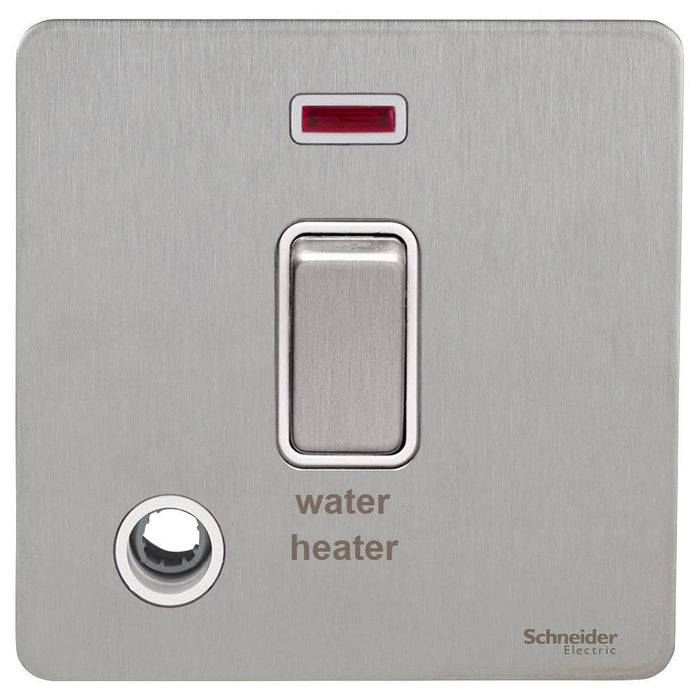 Schneider Ultimate Screwless Stainless Steel 20A DP Switch with Flex and Marked Water Heater GU2414WHWSS