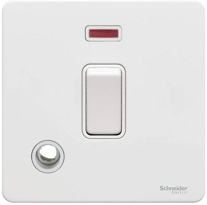 Schneider Ultimate Screwless White Metal 20A Double Pole Switch with Neon & Flex GU2414WPW