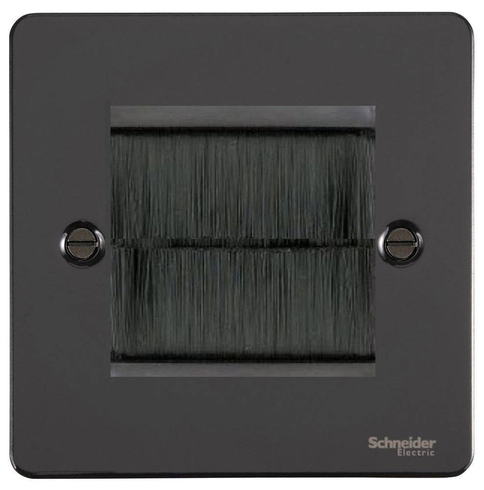 Schneider Ultimate Flat Plate Black Nickel 2G Cable Brush Outlet GU8260BNBR