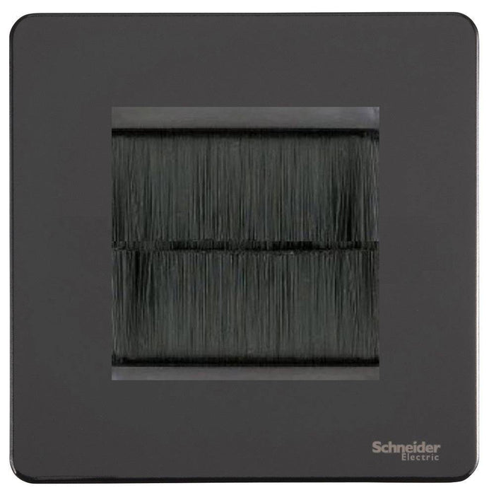 Schneider Ultimate Screwless Black Nickel 2G Cable Brush Outlet GU8460BNBR