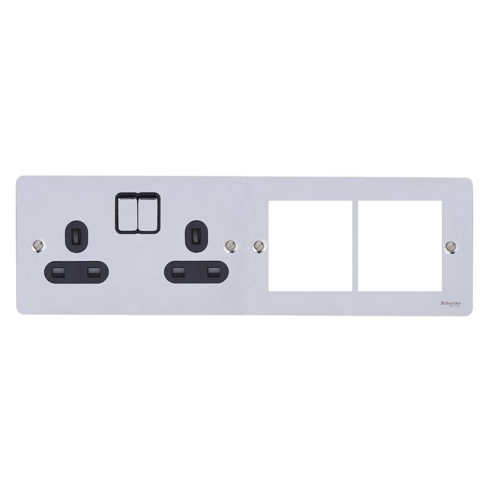 Schneider Ultimate Flat Plate Polished Chrome 13A Double Socket ...