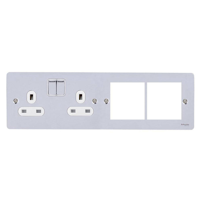 Schneider Ultimate Flat Plate Polished Chrome 13A Double Socket Combination Plate GU32202DMPWPC