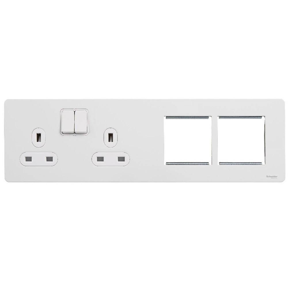 Schneider Ultimate Screwless White Metal Double Socket Combination