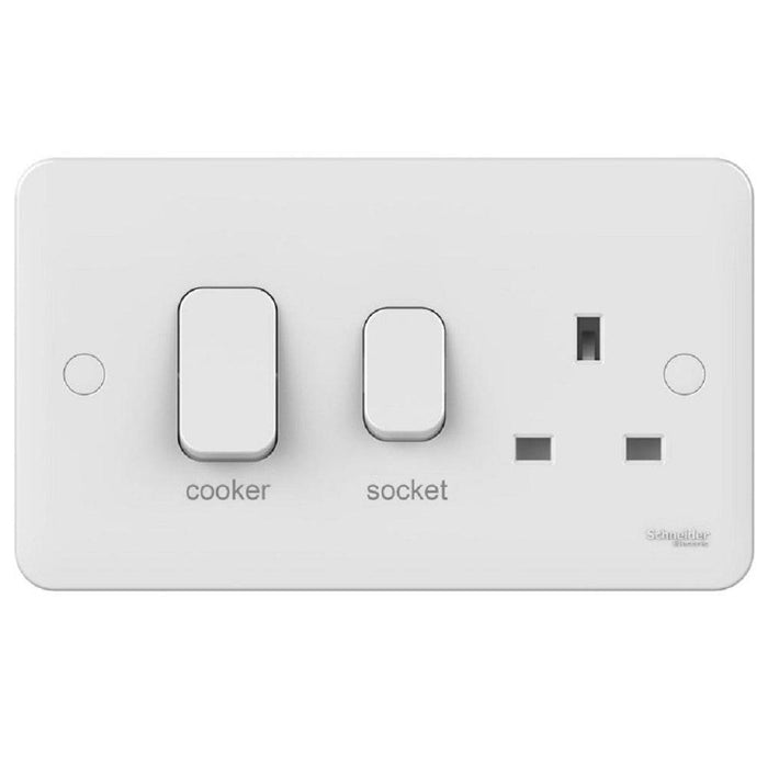Schneider Lisse White 45A Cooker Switch with 13A Socket GGBL4001