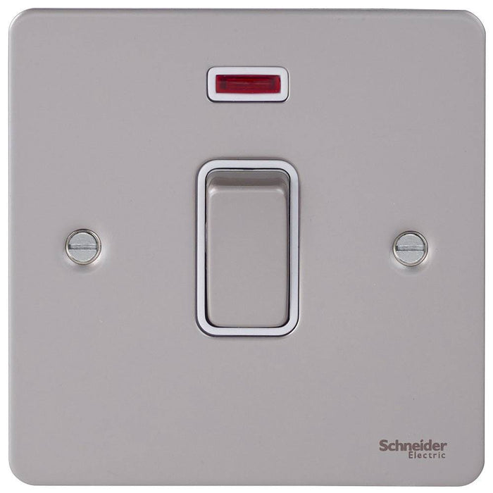Schneider Ultimate Flat Plate Pearl Nickel 32A DP Control Switch With Neon GU4231WPN