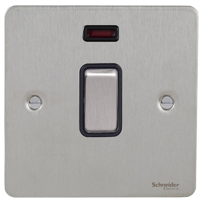 Schneider Ultimate Flat Plate Stainless Steel 32A DP Control Switch With Neon GU4231BSS