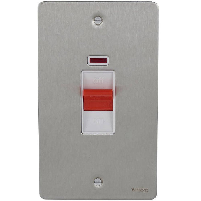 Schneider Ultimate Flat Plate Stainless Steel 50A DP Control Switch With Neon GU4221WSS