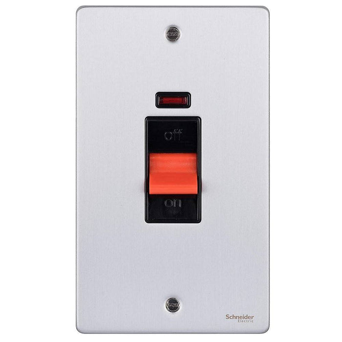 Schneider Ultimate Low Profile Brushed Chrome 50A DP Control Switch With Neon GU4521BBC
