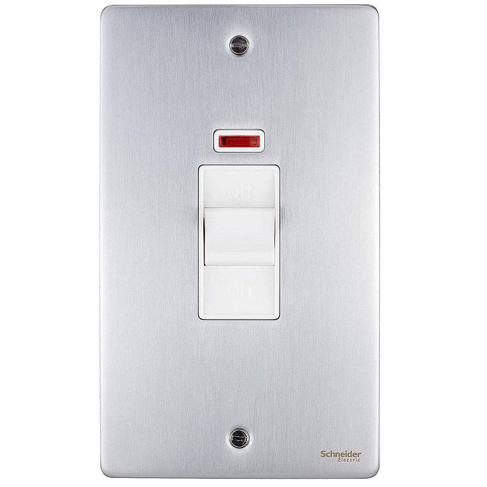 Schneider Ultimate Low Profile Brushed Chrome 50A DP Control Switch With Neon GU4521WBC