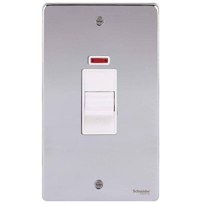 Schneider Ultimate Low Profile Polished Chrome 50A DP Control Switch With Neon GU4521WPC