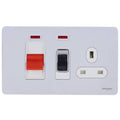 Schneider Ultimate Screwless Polished Chrome 45A Cooker Switch with 13A Socket GU4401WPCAvailable from RS Electrical Supplies