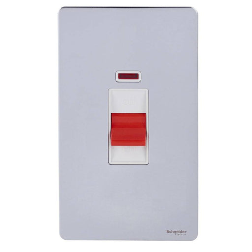 Schneider Ultimate Screwless Polished Chrome 50A DP Control Switch With Neon GU4421WPCAvailable from RS Electrical Supplies