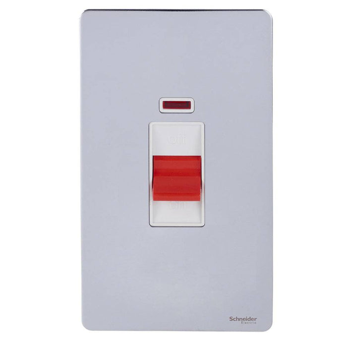 Schneider Ultimate Screwless Polished Chrome 50A DP Control Switch With Neon GU4421WPC