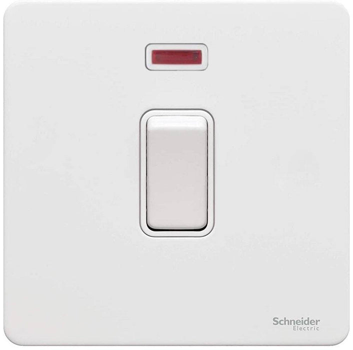 Schneider Ultimate Screwless White Metal 32A DP Control Switch With Neon GU4431WPW
