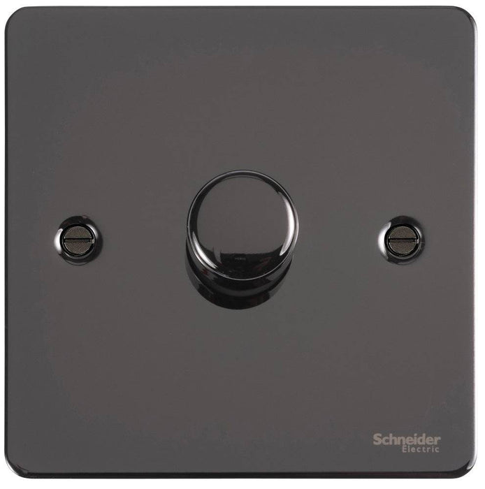 Schneider Ultimate Flat Plate Black Nickel 1G 2W LED 100W Dimmer Switch GU6212LMBN