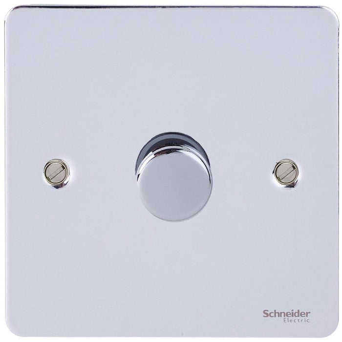 Schneider Ultimate Flat Plate Polished Chrome 1G 2W 400W Dimmer Switch GU6212CPC