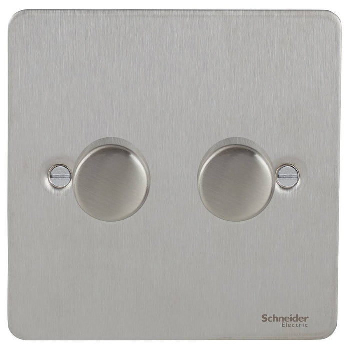 Schneider Ultimate Flat Plate Stainless Steel 2G 2W 250W Dimmer Switch GU6222CSS