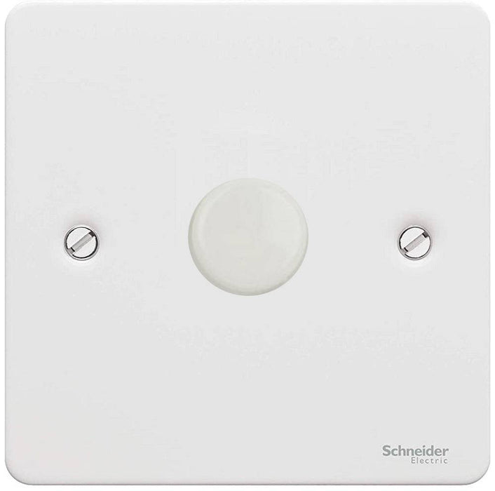 Schneider Ultimate Flat Plate White Metal 1G 2W 400W Dimmer Switch GU6212CPW