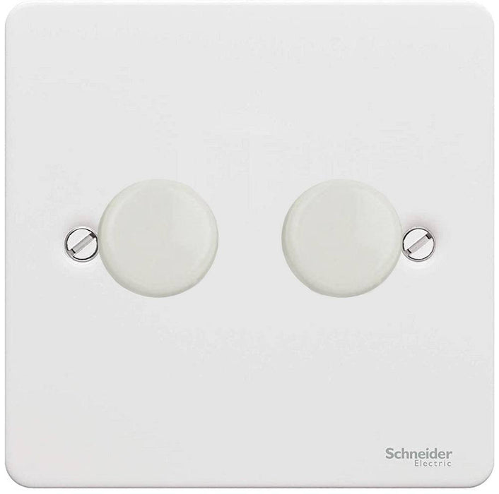 Schneider Ultimate Flat Plate White Metal 2G 2W 250W Dimmer Switch GU6222CPW