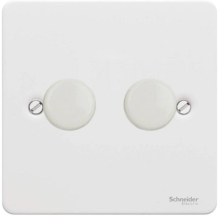 Schneider Ultimate Flat Plate White Metal 2G 2W LED 100W Dimmer Switch GU6222LMPW