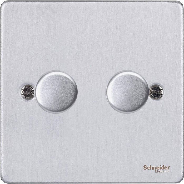 Schneider Ultimate Low Profile Brushed Chrome 2G 2W 250W Dimmer Switch GU6522CBC