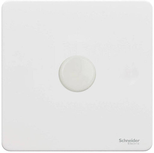Schneider Ultimate Screwless White Metal 1G 2W 400W Dimmer Switch GU6412CPW Available from RS Electrical Supplies