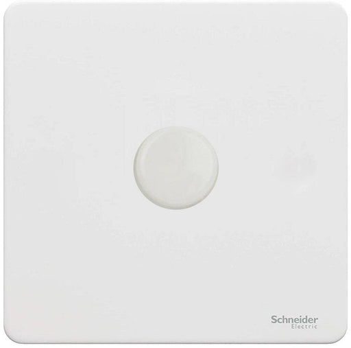 Schneider Ultimate Screwless White Metal 1G 2W LED 100W Dimmer Switch GU6412LMPW Available from RS Electrical Supplies