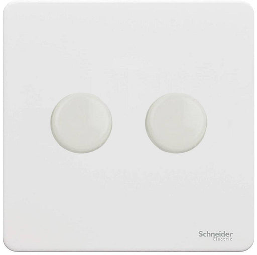 Schneider Ultimate Screwless White Metal 2G 2W 250W Dimmer Switch GU6422CPW Available from RS Electrical Supplies