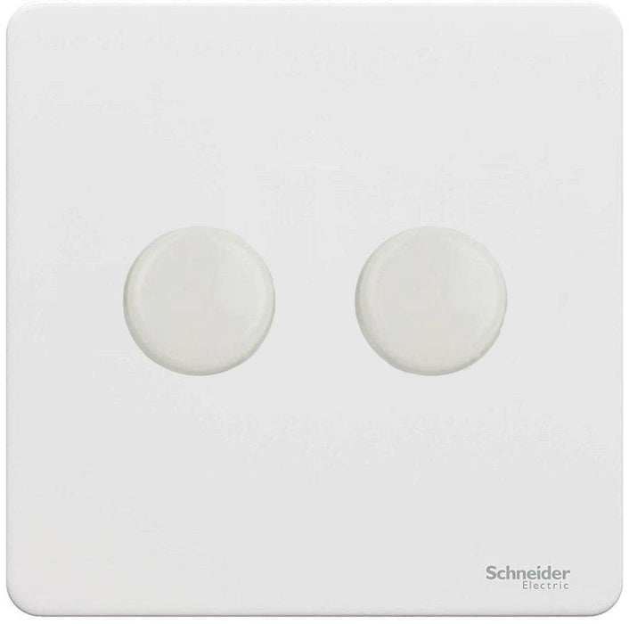 Schneider Ultimate Screwless White Metal 2G 2W 250W Dimmer Switch GU6422CPW Available from RS Electrical Supplies