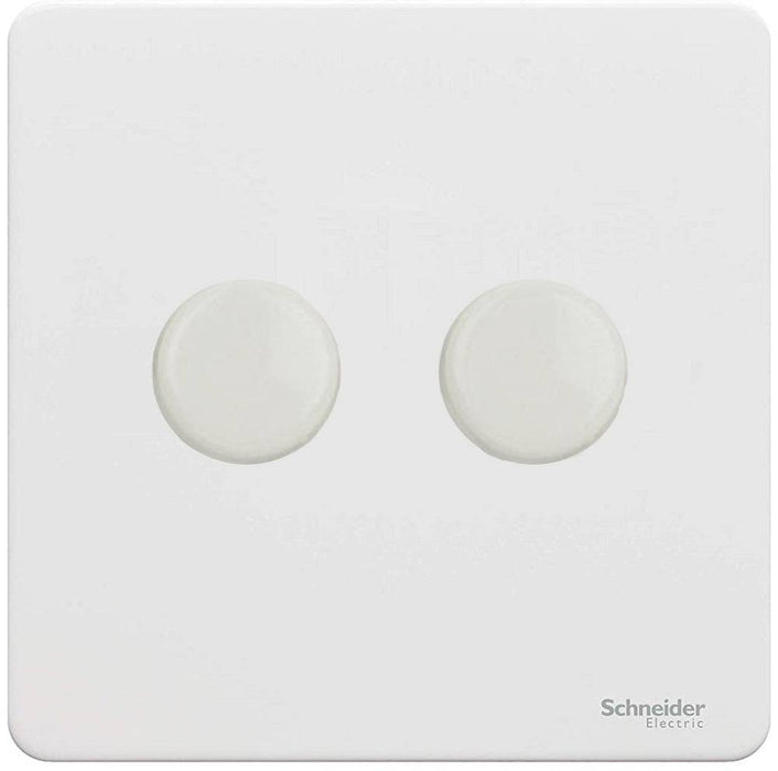 Schneider Ultimate Screwless White Metal 2G 2W LED 100W Dimmer Switch GU6422LMPW