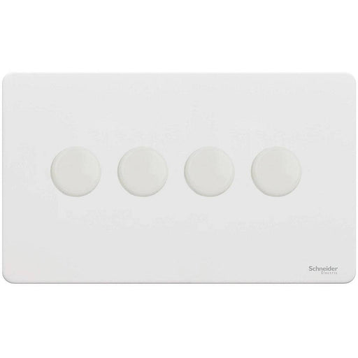 Schneider Ultimate Screwless White Metal 4G 2W 250W Dimmer Switch GU6442CPW Available from RS Electrical Supplies