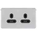 Schneider Lisse Deco Polished Chrome 13A Double Unswitched Socket GGBL3060BPCSAvailable from RS Electrical Supplies