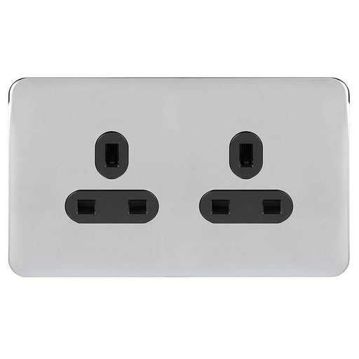 Schneider Lisse Deco Polished Chrome 13A Double Unswitched Socket GGBL3060BPCSAvailable from RS Electrical Supplies