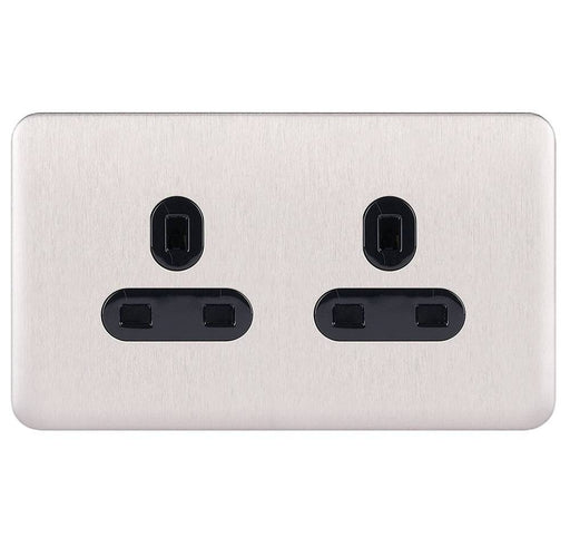 Schneider Lisse Deco Stainless Steel 13A Double Socket GGBL3060BSSSAvailable from RS Electrical 