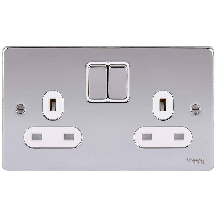Schneider Ultimate Low Profile Polished Chrome 13A Double Socket GU3520WPC