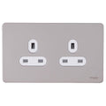 Schneider Ultimate Screwless Pearl Nickel 13A Double Socket GU3460WPNAvailable from RS Electrical