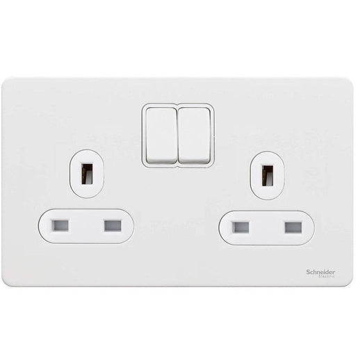 Schneider Ultimate Screwless White Metal 13A Double Socket GU3420WPW Available from RS Electrical Supplies
