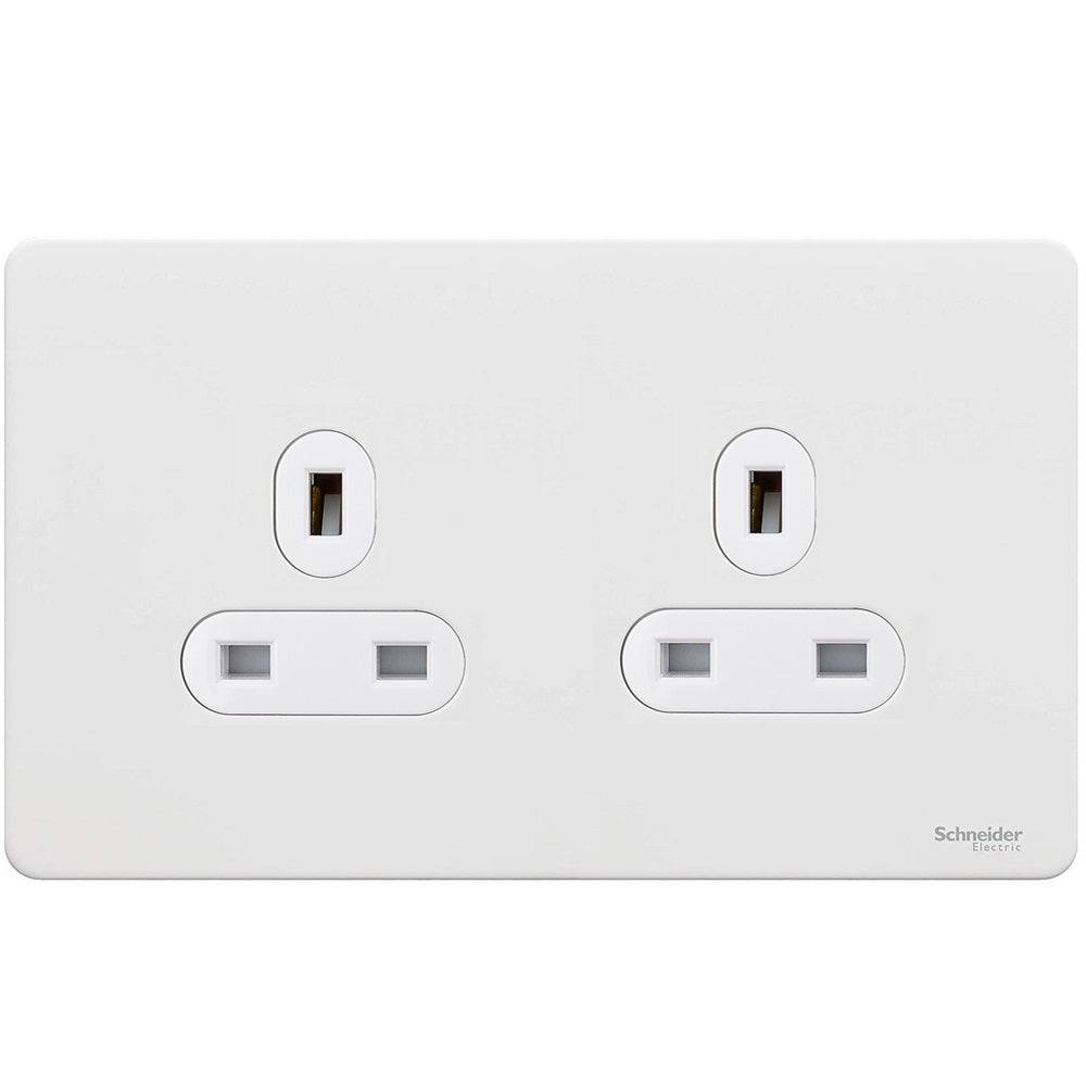 Schneider Ultimate Screwless White Metal 13A Double Socket GU3460WPW