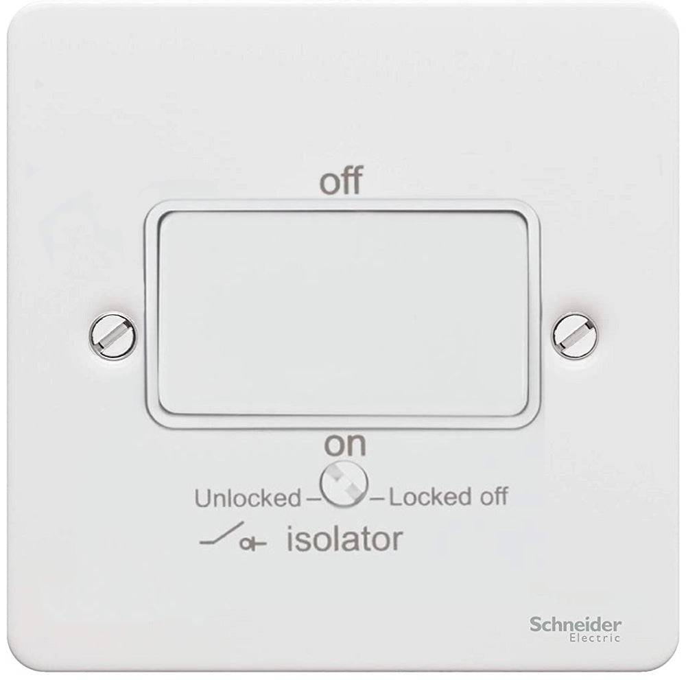 Schneider Ultimate Flat Plate White Metal Fan Isolator Switch GU1213WPW RS Electrical Supplies