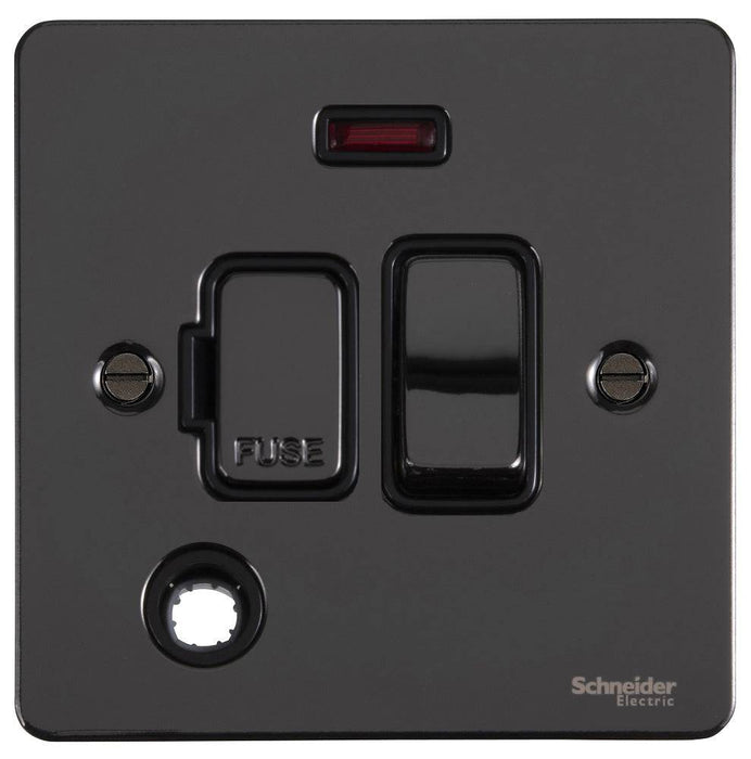 Schneider Ultimate Flat Plate Black Nickel 13A DP Switched Spur with Neon & Flex GU5214BBN