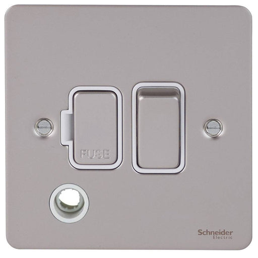 Schneider Ultimate Flat Plate Pearl Nickel 13A DP Switched Spur with Flex GU5213WPNAvailable from RS Electrical