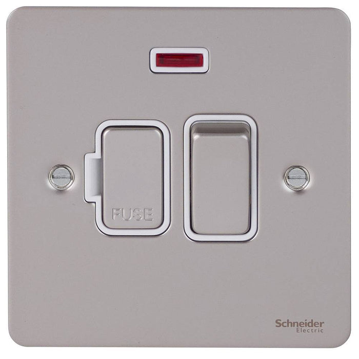 Schneider Ultimate Flat Plate Pearl Nickel 13A DP Switched Spur with Neon GU5211WPN
