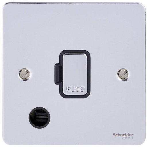 Schneider Ultimate Flat Plate Polished Chrome 13A Unswitched Spur with Flex GU5203BPCAvailable from RS Electrical Supplies