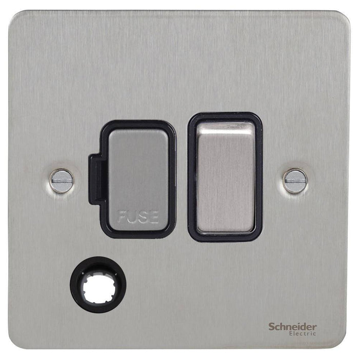Schneider Ultimate Flat Plate Stainless Steel 13A DP Switched Spur with Flex GU5213BSS