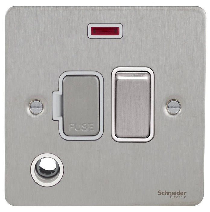 Schneider Ultimate Flat Plate Stainless Steel 13A DP Switched Spur with Neon & Flex GU5214WSS